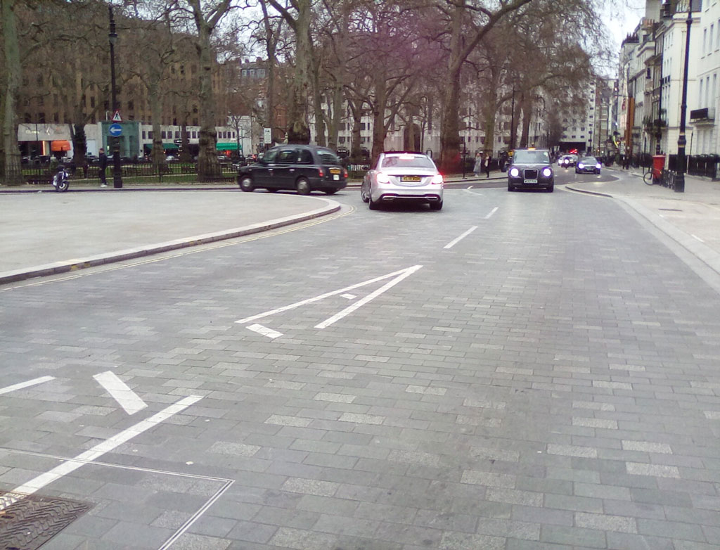 Looking south from the junction of Davies Street and Mount Street in the northern corner of Berkeley Square W1.