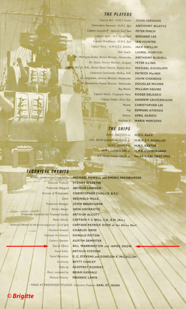 Back Page of Opening/Premier Programme for the film Battle of the River Plate