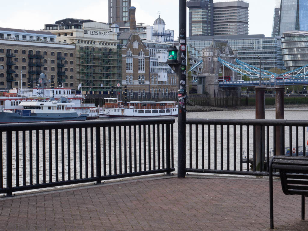 Butlers Wharf and South Bank as seen from north bank of the Thames