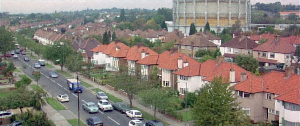 A view up Devonshire Road, London NW7. Circa 1997