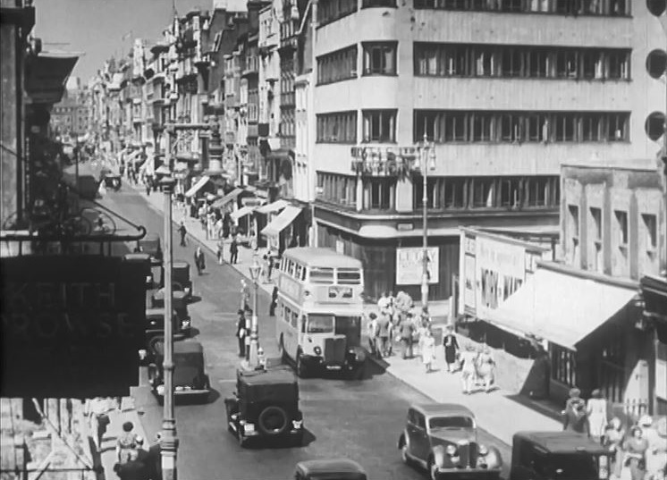 Aerial shot of New Bond Street in W1 with the corner of Conduit Street to the right. Circa 1938