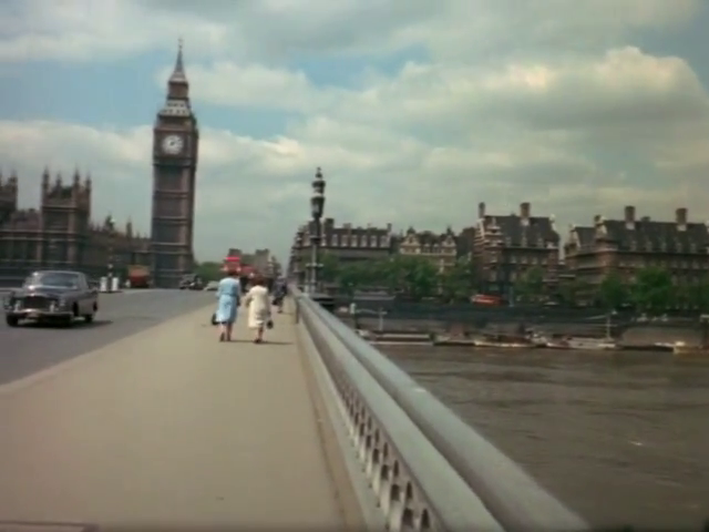 Facing west towards SW1 with the Houses of Parliament to the left and New Scotland Yard on the right. Circa 1973