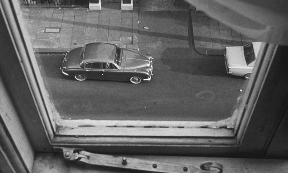 Looking down onto Trebovir Road and the gates of 43-54A Kensington Mansions opposite. Circa 1964