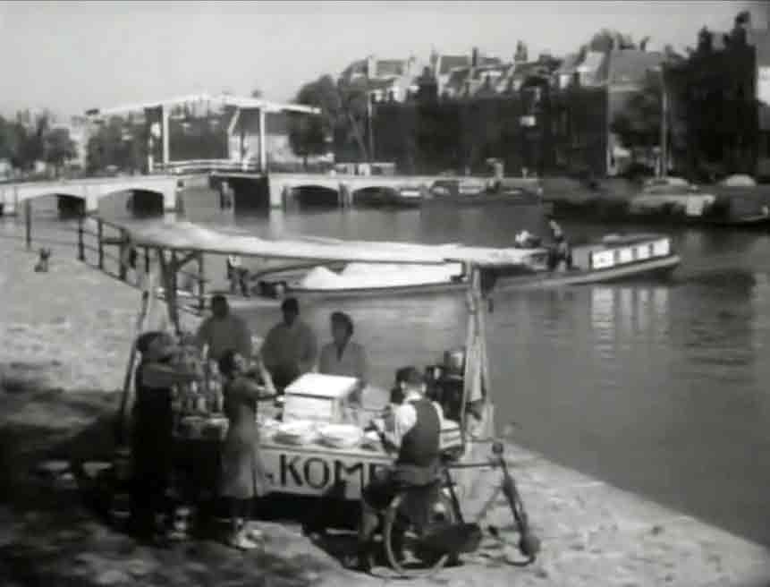 Magere brug (Skinny Bridge) seen from Amstel, Amsterdam Circa 1948