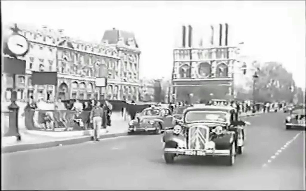 Quai Saint-Michel, Paris looking towards Notre-Dame de Paris. Circa 1959