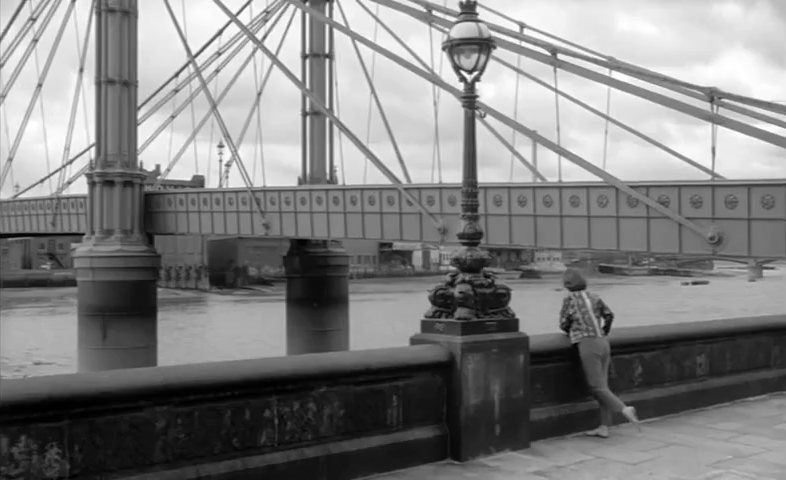 Albert Bridge seen from Chelsea Embankment. Circa 1960