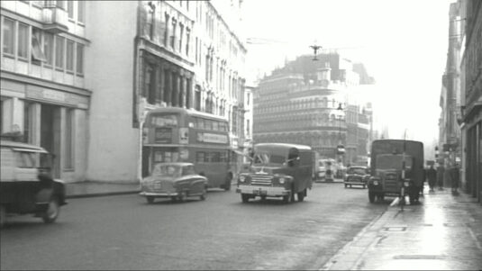 Cannon Street looking towards its junction with Queen Victoria Street. Circa 1960