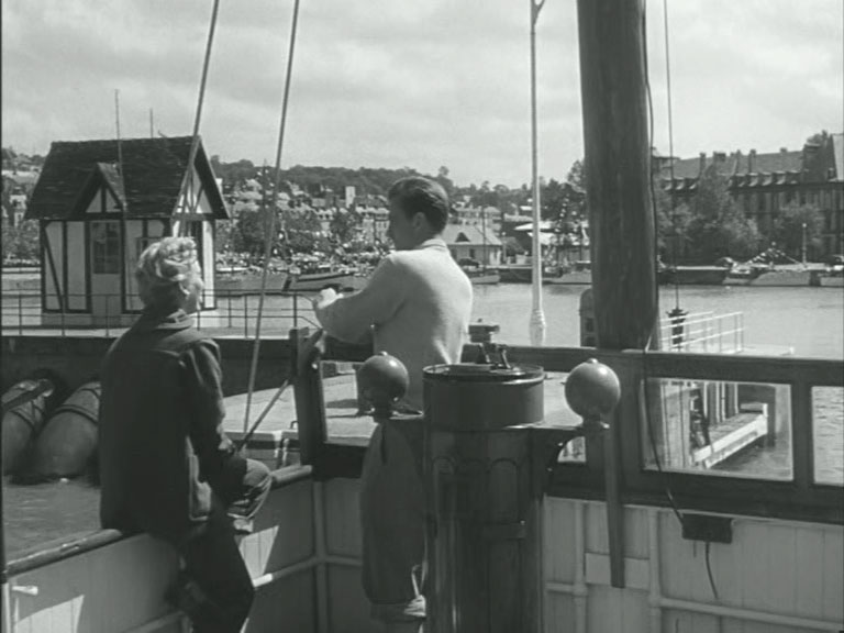 Deauville, France, Quay Louis Breguet in the background right. Circa 1954