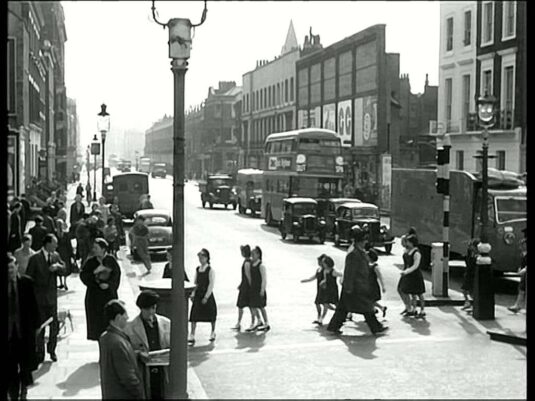 ooking south down Vauxhall Bridge Road from the junction with Rochester Row. Circa 1958