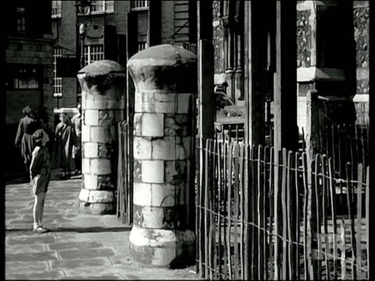 Sacred Heart Church, Horseferry Road to the right looking across to Elverton Street. Circa 1958