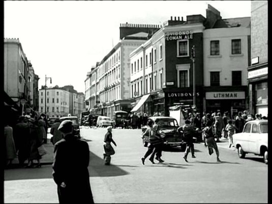 Looking south along Churton Street with Tachbrook Street off to the right. Circa 1958
