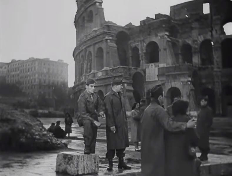 By the corner of Via Sacra and Via dei Verbiti. Circa 1946