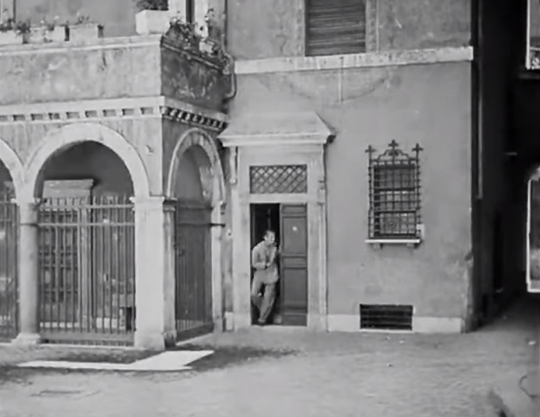 Casa di Fiammetta on the south end of Piazza Fiammetta just north of the Piazza Navona in Rome. Circa 1946