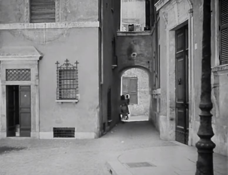 Casa di Fiammetta on the south end of Piazza Fiammetta just north of the Piazza Navona in Rome. Circa 1946