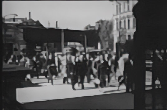 Looking towards the railway viaduct in Borough High Street SE1 from the southern end of London Bridge. Circa 1962