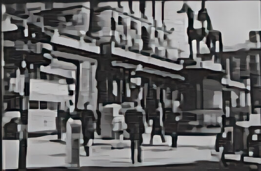 Bank of England and Duke of Wellington Statue seen across Bank Junction, London EC2 Circa 1962