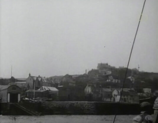 Coverack viewed from harbour waters. Circa 1949