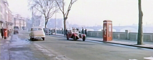 Cheyne Walk, SW10 looking east with Battersea Bridge. Circa 1955