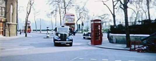 Royal Hospital Road SW3 with a taxi about to turn into Flood Street. Circa 1955
