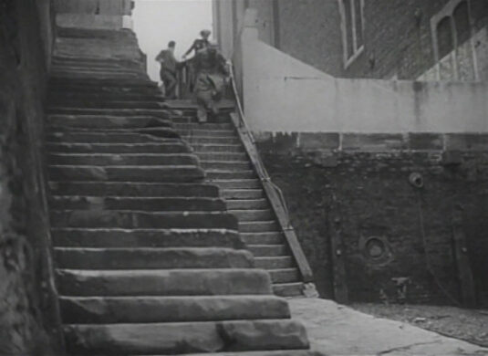 Wapping Old Stairs beside the ‘Town of Ramsgate’ public house. Circa 1949