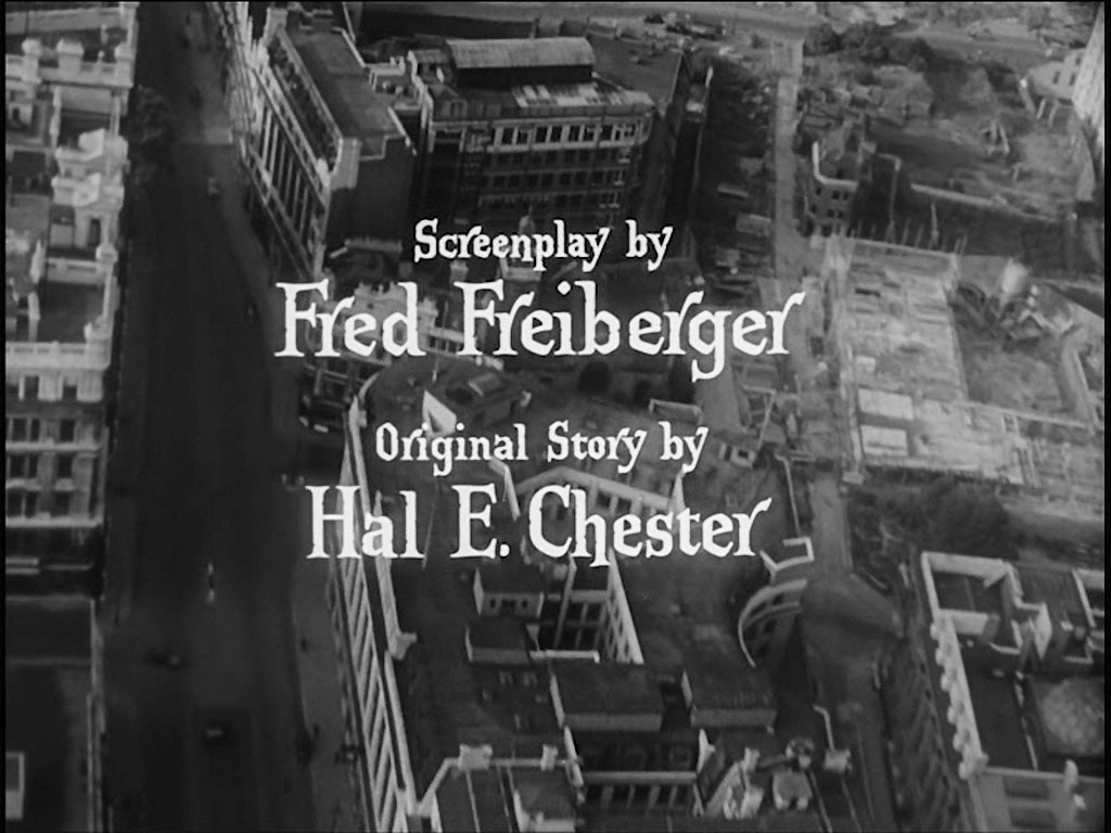 Aerial view of London. Aldergate Street, EC1 seen to the left top to bottom of the capture with ‘Fred Frieberger’ marking the route of Gresham Street. In the right hand corner is Goldsmiths’ Hall in Foster Lane. Circa 1956