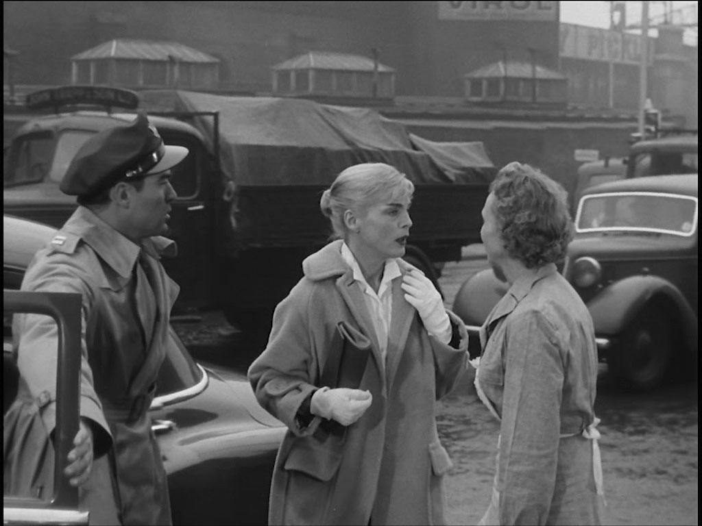 Blackfriars Road looking across to Blackfriars Goods Depot and the railway bridge over Southwark Street. Circa 1956