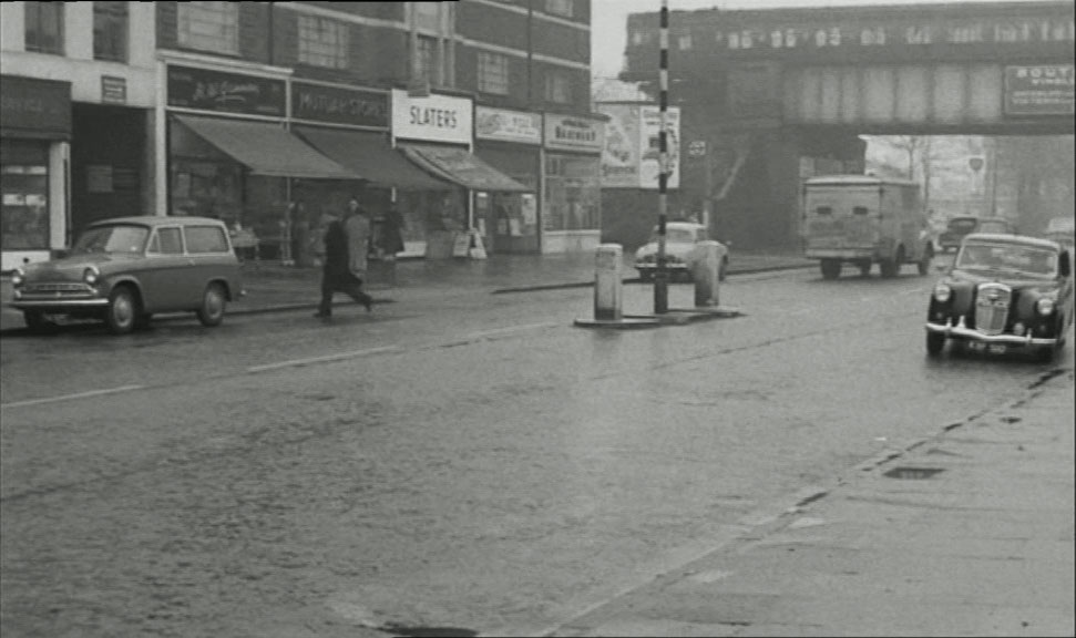 Kingston Road, SW19 with Wimbledon Chase Station out of shot to the right. Circa 1961