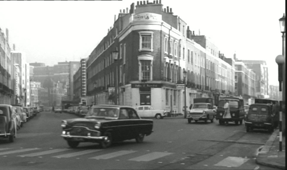 Connaught Street, WC2 with the Duke of Kendal public house on the corner with Kendal Street. Circa 1961