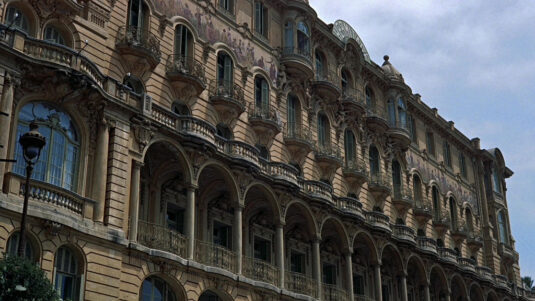 Hôtel Hermitage, Monaco as viewed from Avenue d’Ostende. Circa 1955