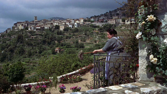The village of Saint-Jeannet as backdrop. Circa 1955