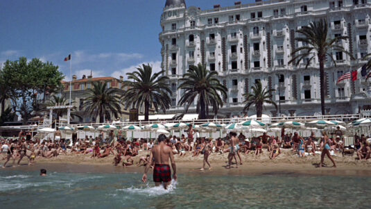 The beach of Hotel Carlton, Cannes Circa 1955