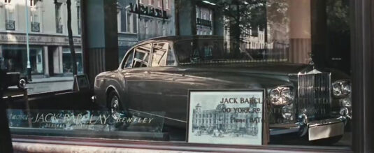 Jack Barclay showroom, Berkeley Square, W1 looking across to the properties in Bruton Street. Circa 1966