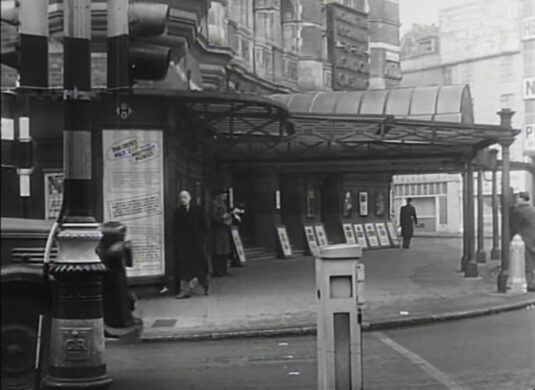 Palace Theatre, Cambridge Circus, London W1 towards Moor Street. Circa 1952
