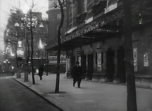 'The Gaiety Theatre', Aldwych, Strand, demolished in 1957, looking towards ‘The Wellington’ public house. Circa 1952