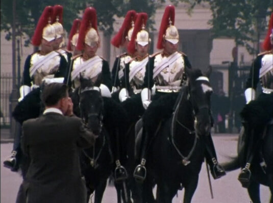 A troop of The Household Cavalry that looks as if it could be leaving Wellington Barracks, Birdcage Walk. SW1 Circa 1968