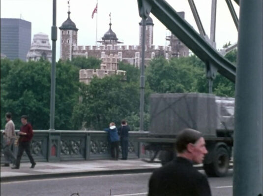 the Tower of London from Tower Bridge. Circa 1968