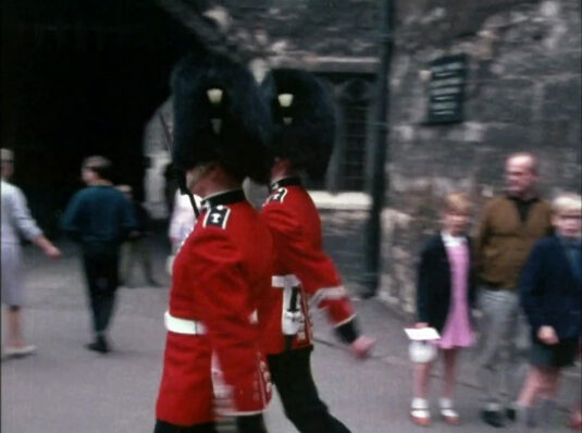 Two marching guards. The Tower of London. Circa 1968