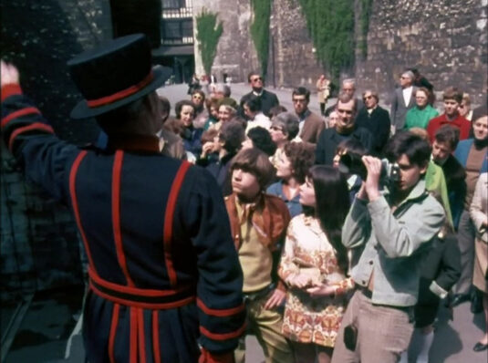 Yeoman Guard giving an informative talk at the Tower of London Circa 1968
