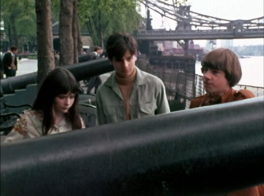 Tower Wharf with Tower Bridge in the background. Circa 1968