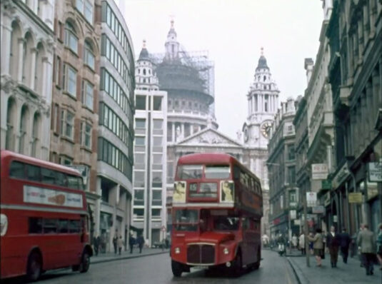 Ludgate Hill, circa No 29 looking east to St. Pauls Cathedral Circa 1968