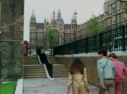 The grounds of the Jewel Tower and The Kings Robing Room and steps up to Abingdon Street, SW1 Circa 1968
