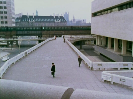 The western side of the Royal Festival Hall, now much changed, looking towards County Hall. Circa 1968