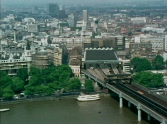 Charing Cross Station and Hungerford Bridge. Circa 1968