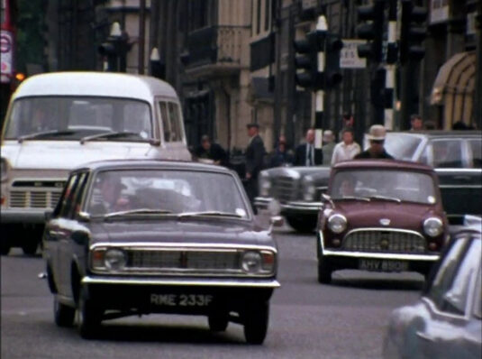 Looking north on Parliament Street, the porticoed entrance to No 2 is behind the man with a flat hat in the centre of the capture. Circa 1968