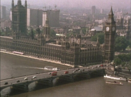 Westminster Bridge and the Houses of Parliament. Circa 1968