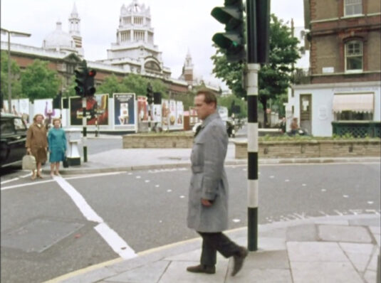 Exhibition Road and the junction with Thurloe Place, SW7. Circa 1968