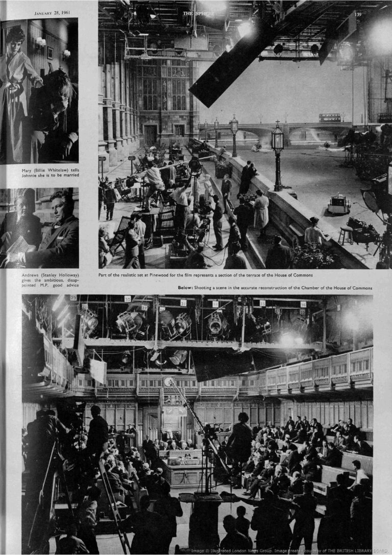Article in The Sphere 28/1/1961 covering the filming of No Love for Johnnie.