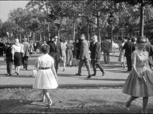 Champs Elysées crossing Rue Washington. Circa 1960