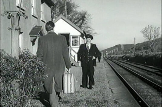 The long closed Glenealy, Co. Wicklow station which had a single platform and a passing loop. Circa 1959
