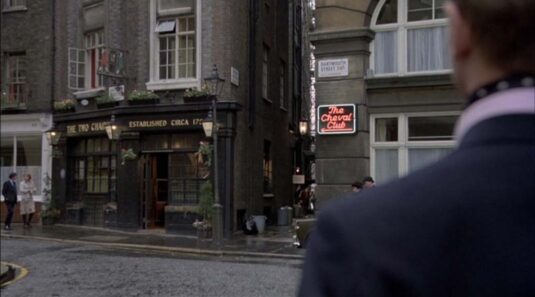 Dartmouth Street, London SW1 and 'The Two Chairmen' public house. Circa 1978